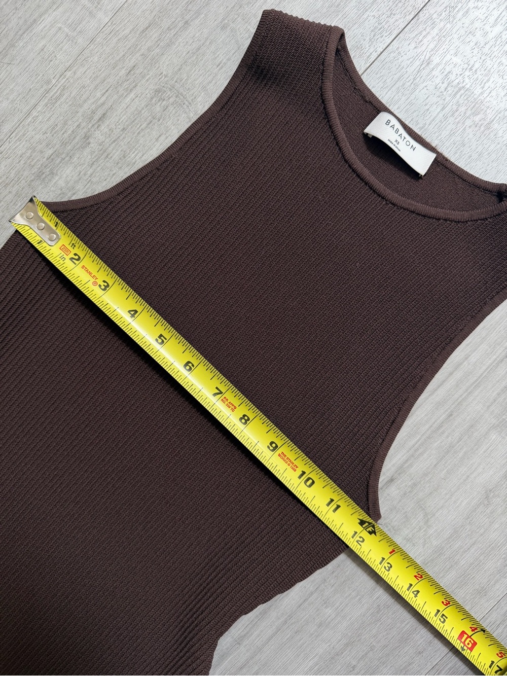 Aritzia Babaton Sculpt Ribbed Knit Racer Mini Dress in Rich Mocha Brown Size XS - Picture 8 of 11